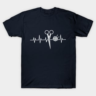 Knitting Heartbeat. Funny Knitting T-Shirt